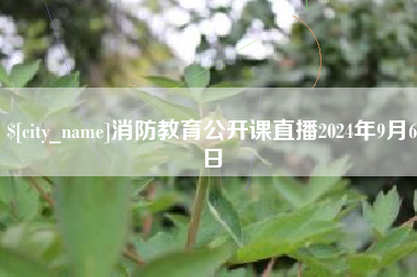 南漳消防教育公开课直播2024年9月6日