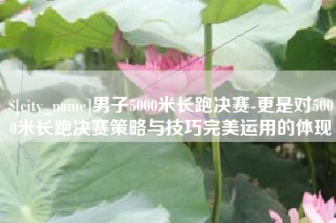 南漳男子5000米长跑决赛-更是对5000米长跑决赛策略与技巧完美运用的体现